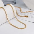 Elegant gold bead chain necklace in stainless steel displayed on a minimalist white stand - 1.5mm Ball Chain / 40+5CM Extension Chain / Gold