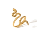 18k gold plated snake ring with scaled texture and coiled geometric design, weight 1.7g - 3D Coiled Textured Style (NB-R2023013)