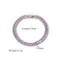Detail of 18K gold-plated clasp on a tennis bracelet with baguette-cut purple zircon - Silver Base / Pink Zirconia