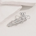 Detail of silver alloy hair clip featuring a bear motif and sparkling rhinestones - Silver Bear