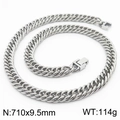 Silver 9.5mm stainless steel Cuban chain necklace with folding clasp and size specs - 9.5mm*710mm / Silver