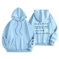 Felpa con cappuccio celeste con stampa you are enough e frase motivazionale - S / Tops / Azzurro
