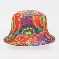 Colorful mandala print bucket hat featuring vibrant bohemian patterns on a white background - M (56-58cm) / Mandala Art Print (#09)