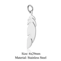 Silver feather charm pendant in stainless steel for DIY jewelry making, size 6x29mm - Silver Feather (6x29mm) / 5 Pcs/Pack