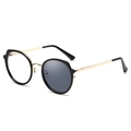 Runde Brille aus Mix-Material in Schwarz-Gold mit photochromem Glas-Vergleich - C1 Schwarzer Rahmen zu Grau