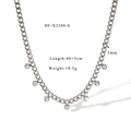 Zilveren Cubaanse ketting met ronde zirkoon hangers en details van 40+5cm lengte - Zilver (HF-X2380-S)