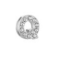 Silver alloy letter Q slide charm with clear crystals for 10mm DIY bracelet bands - Letter Q / 10mm Full Drill Letter / Silver