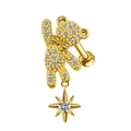 Golden bear nose ring with star pendant and sparkling cubic zirconia stones - Gold Bear Star Piercing Jewelry (#8)