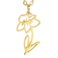 Minimalist 18K gold plated stainless steel hollow birth flower pendant in golden finish - Gold Color Daffodil