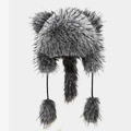 Colbacco in finta pelliccia di procione con orecchie e pompon morbidi per l'inverno - Stile Coda Lunga Animale / Grigio