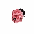Pink fabric rose flower hair claw clip with black plastic grip for women elegant styling - Korean Pink
