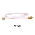 Minimalist white genuine leather thin belt for women with elegant golden metal buckle - White