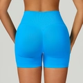 Pantaloncini yoga senza cuciture a vita alta blu acceso con trama a coste ed effetto push-up - Blu Elettrico