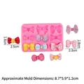 Pink silicone fondant mold featuring nine varied bow tie shapes for DIY cake decorating - Style 1 Multi-grid Bow Pink