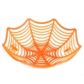 Orange plastic spider web candy basket with two small spiders for Halloween parties - Plain Style / Orange