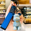 Simpatico portachiavi orsetto blu opaco nordico con cinturino in pelle e chiusura metallica - Blu