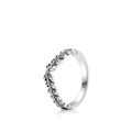 Anello vintage in argento sterling S925 con foglie d'ulivo e finitura ossidata - Taglia US 6 / Argento 925