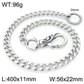 Silver punk hip hop waist chain featuring skull lobster clasp and 40cm Cuban links - Style B Cuban (KK065-Z)