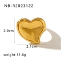 Polished 18K gold plated chunky 3D heart ring in stainless steel for women - US 7 / Plump Heart Design (NB-R2023122) / Gold