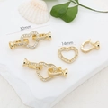 18K gold-plated heart-shaped jewelry clasp with micro-inlaid zircon for DIY jewelry - Large Heart / Gold