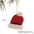 Mini décoration bonnet de Noël en résine avec pois jaunes et cordon de suspension doré - Bonnet de Noël Rouge à Pois