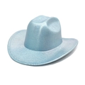 Cappello da cowboy metallizzato azzurro scintillante con finitura testurizzata e tesa - M (56-58cm) / Celeste