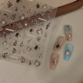 Détails des autocollants 3D dorés pour ongles motif marin avec tortues or rose - Série Aquarium (CO-475)