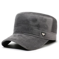 Gorra de invierno de pana gris oscuro para hombre con forro polar y orejeras - Ajustable / Gris