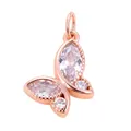 Rose gold butterfly charm pendant featuring sparkling marquise and round cubic zirconia - Butterfly Black Plated L359882-Rose Gol