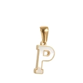 Classic gold letter P pendant with white inlay for a minimalist stainless steel necklace - Letter P