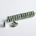 Silver plated rondelle beads with emerald green rhinestones for DIY jewelry making - Silver Plated Green Rhinestone