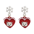 Detalle de pendientes navideños con corazones rojos, oso polar y adornos de copos de nieve - 1 #21671 Oso Copo de Nieve