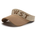Visiera parasole in maglia marrone e beige con motivo jacquard NEW ST da donna - Cachi