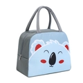 Blue insulated lunch bag with cartoon koala print and grey handles for travel - Dark Grey Koala Cute Style