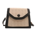 Chic quilted beige and black patchwork crossbody bag for women with leather trim details - Black