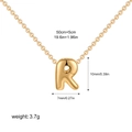 Detailed view of gold plated bubble letter R pendant with precise size and weight dimensions - Letter R