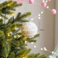 Pink Christmas foam ball with colorful beads ornament on tree branch 8cm 12g - Macaron Round Ball [Style K]
