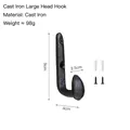 Vintage industrial cast iron wall hook with large head design and mounting hardware - Cast Iron Big Head Hook / Black