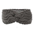 Macro shot of dark grey fleece-lined knitted headband with thick cable twist pattern - Dark Gray