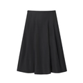 Fashionable black A-line pleated midi skirt with belt and smooth elegant fabric texture - XS / Black