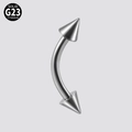 Piercing curvo in titanio G23 massiccio con punte per sopracciglia o cartilagine orecchio - 1.2x8x3mm / Piercing sopracciglio