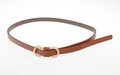 Brown leather thin belt with golden bow buckle for women vintage handmade style - 56-58cm / Brown Leather Slim Belt with Gold Bow Buckle (AB59)