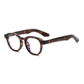 Retro runde Schildpatt Brille mit klassischem Bernsteinrahmen und Metallnieten-Details - Planglas / Schwarzer Schildpatt-Rahmen Anti-Blaulicht-Linse