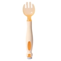 Bendable PPSU baby fork in orange and beige with cute penguin handle for self-feeding - Vibrant Orange Single Fork