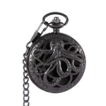 Vintage black metal pocket watch with octopus embossed cover and matching chain - Black Octopus (With Dice)
