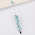 Blue DIY beaded pen with Japanese cartoon food prints like sushi and ramen - 43# Pattern (Japanese Food)