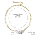 Gold chain necklace featuring a baroque pearl pendant with precise size measurements - Single Baroque Irregular Pearl Paperclip Chain Necklace (N2312-7)