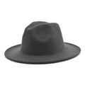 Klassischer dunkelgrauer Wollfilz Fedora Hut mit breiter Krempe im Retro Britisch-Stil - Einheitsgröße 58cm Umfang / Dunkelgrau