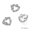 Silver heart pendant charm with white pearls and rhinestones for DIY jewelry 17x18mm - Silver Heart White Pearl Rhinestone