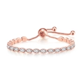 Adjustable rose gold tennis bracelet with oval cubic zirconia on a sliding snake chain - 3*5mm Oval White Stone / Rose Gold